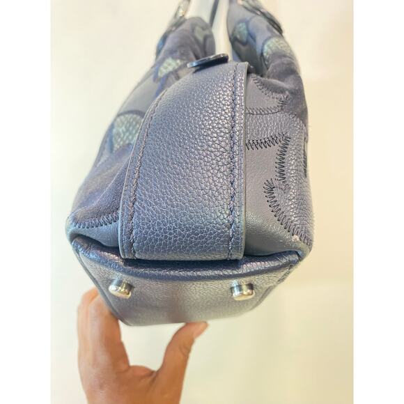 Coach Eddie 31 Medium Shoulder Leather Bag/Purse Navy Blue Patchwork and Silver - Picture 7 of 14